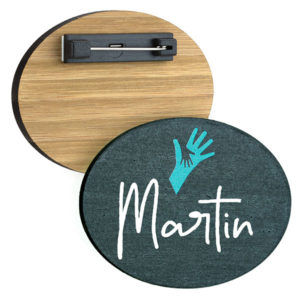 Recycled MOSO Bamboo Blackboard Name badge