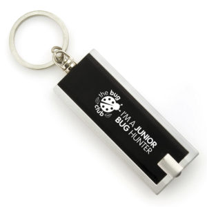 Plastic flat 1 LED keyring torch, available in various colours. Batteries included.